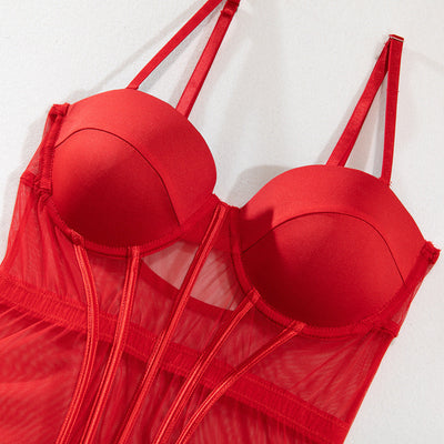 Jayda - Chic Sheer Mesh Panels Lingerie