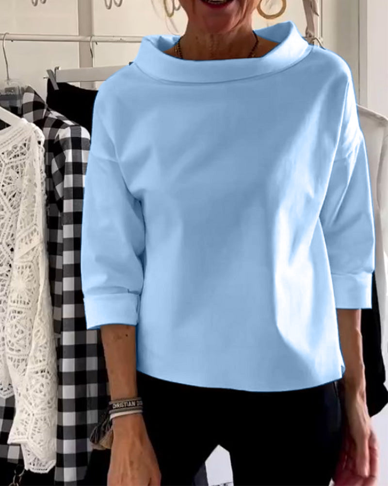 MIRIAM- CASUAL TOP WITH SINGLE-COLOUR LAPEL