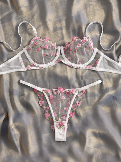 Jannette - Attractive Floral Two Piece Lingerie