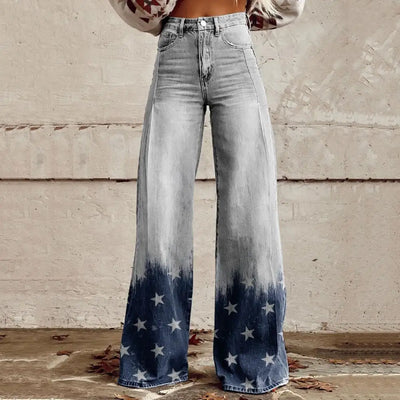 Jasmine - Retro High-Waisted Wide-Leg Denim Jeans