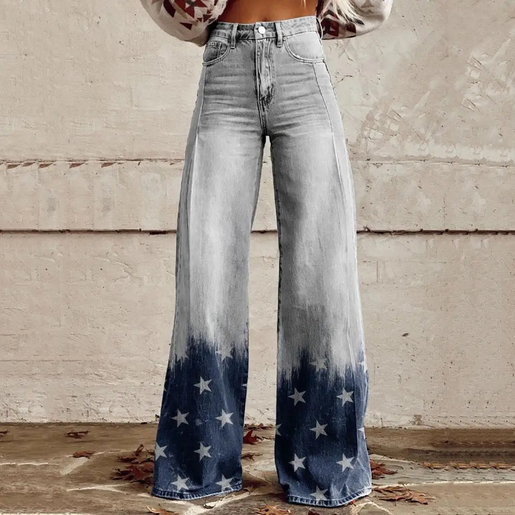 Jasmine - Retro High-Waisted Wide-Leg Denim Jeans