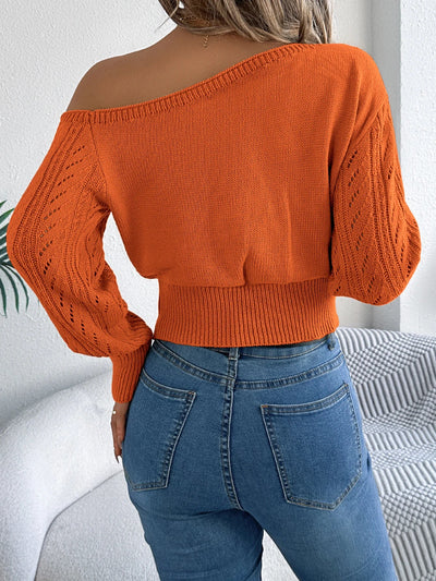 Lia Off Shoulder Long Sleeve Knitted Sweater