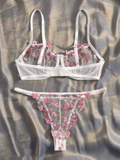 Jannette - Attractive Floral Two Piece Lingerie