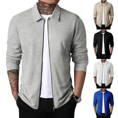 ZAVERO™ Waffle Knit Zip-Up Jacket