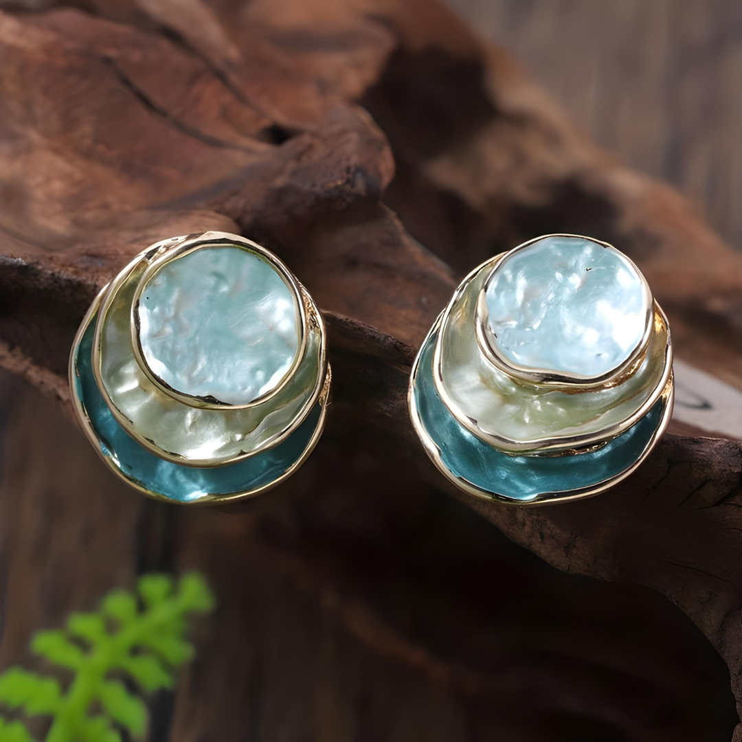 Vintage Handpainted Layered Earrings