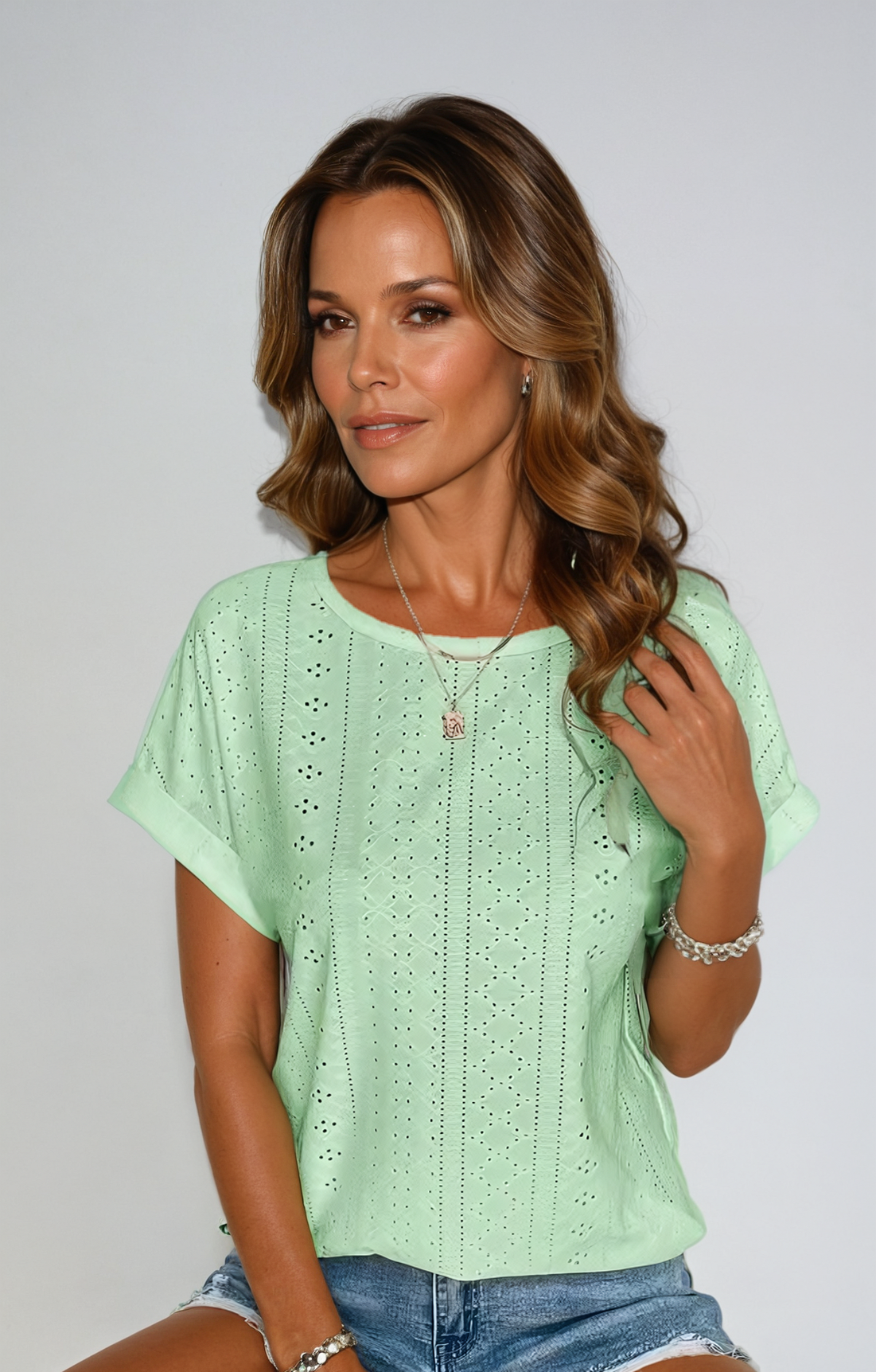 Yelena Casual Elegant Eyelet Top