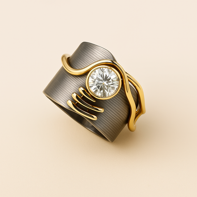 VINTAGE DARK SILVER ZIRCONIA RING