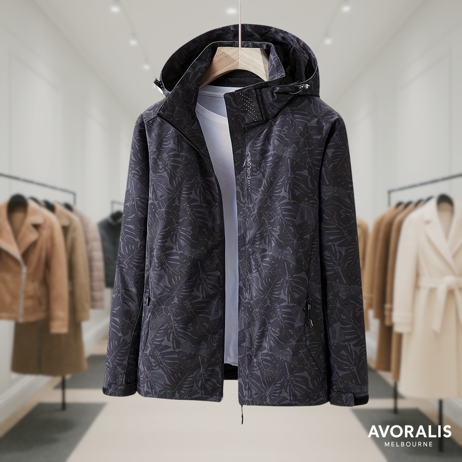 Lauren | Windproof Outdoor Jacket with Camouflage Print