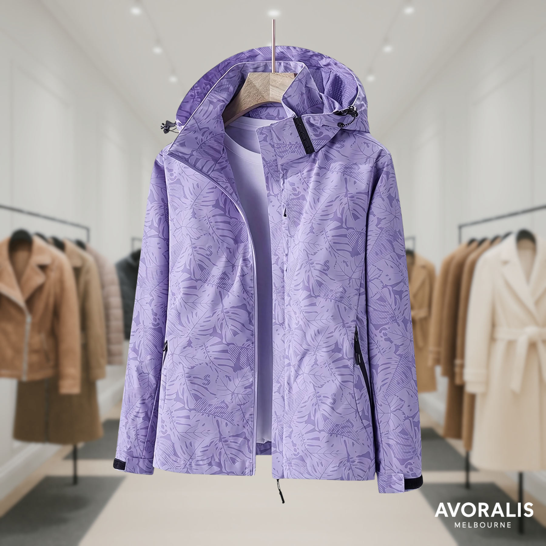 Lauren | Windproof Outdoor Jacket with Camouflage Print