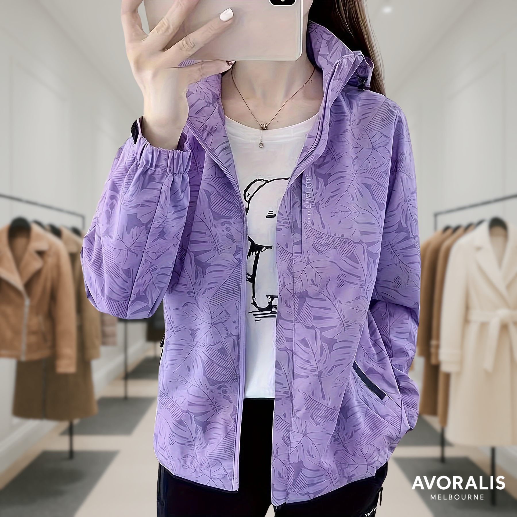 Lauren | Windproof Outdoor Jacket with Camouflage Print