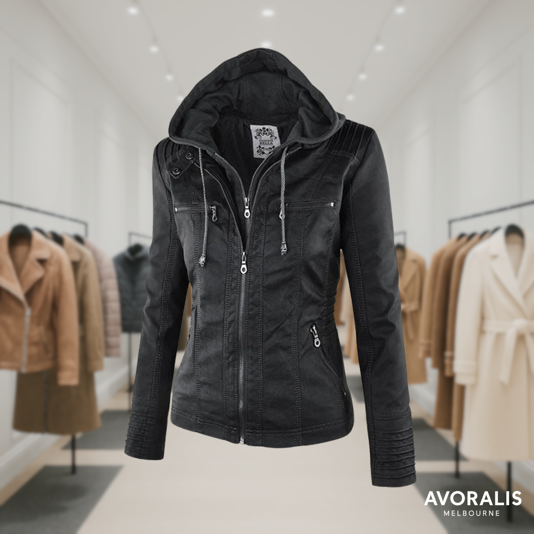 Olivia™ | Waterproof Women's Leather Jacket with Hood