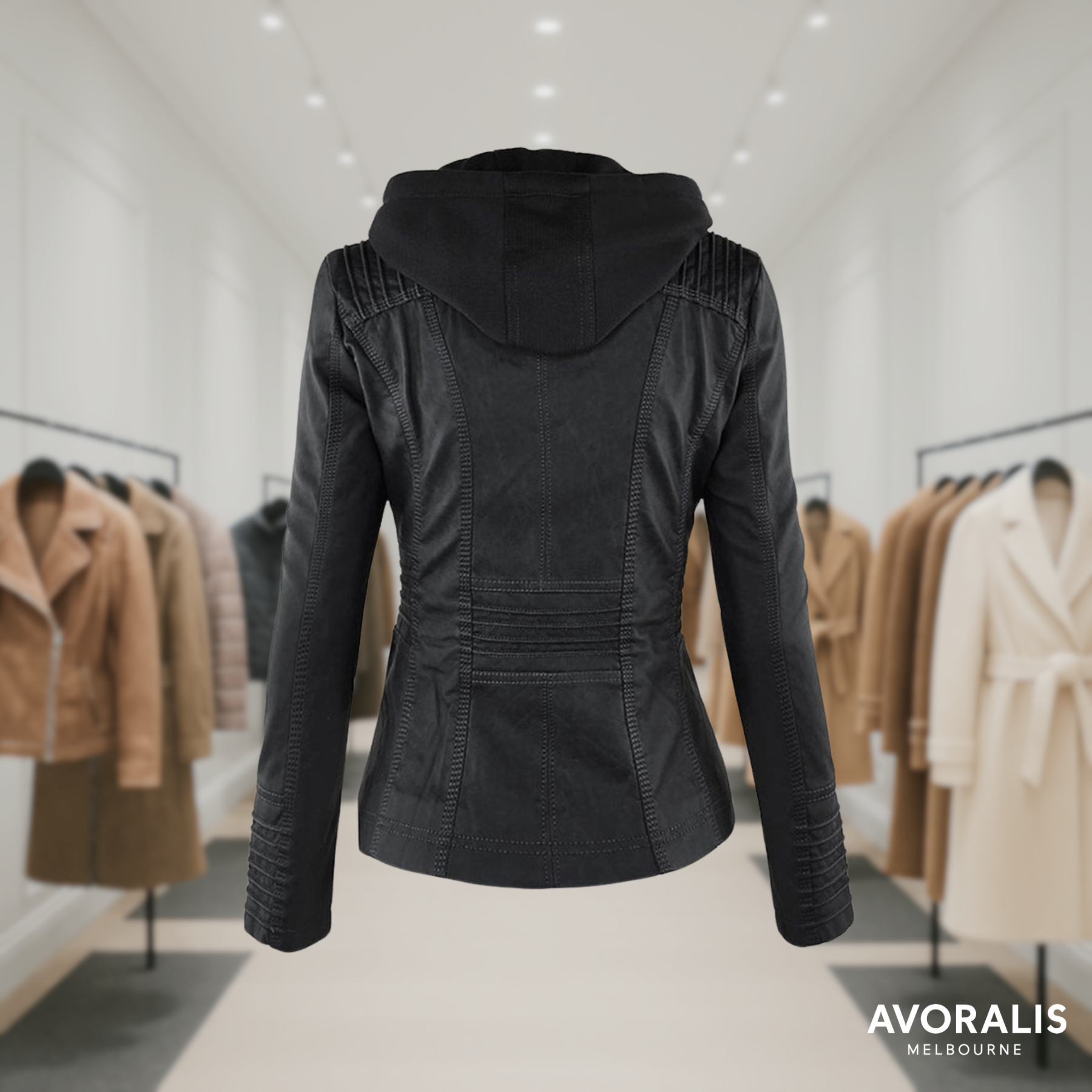 Olivia™ | Waterproof Women's Leather Jacket with Hood