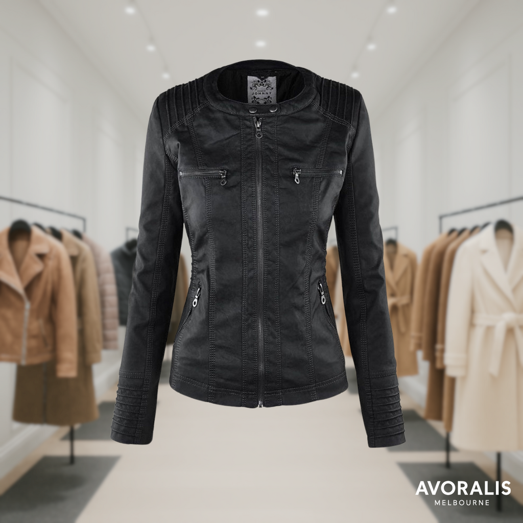 Olivia™ | Waterproof Women's Leather Jacket with Hood