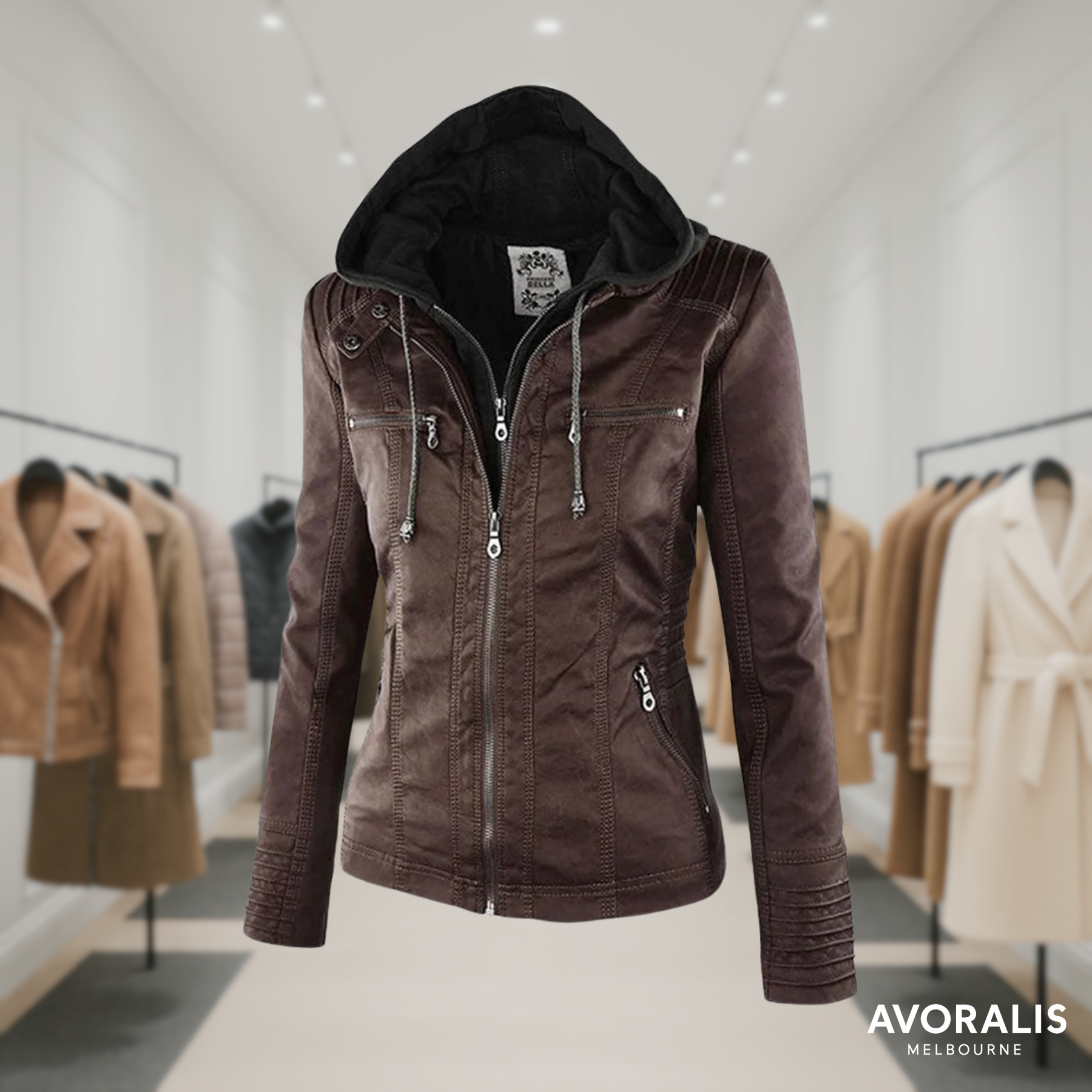 Olivia™ | Waterproof Women's Leather Jacket with Hood