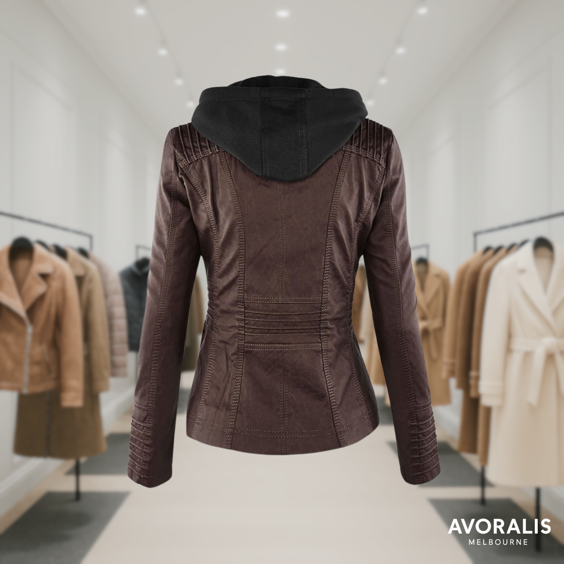 Olivia™ | Waterproof Women's Leather Jacket with Hood