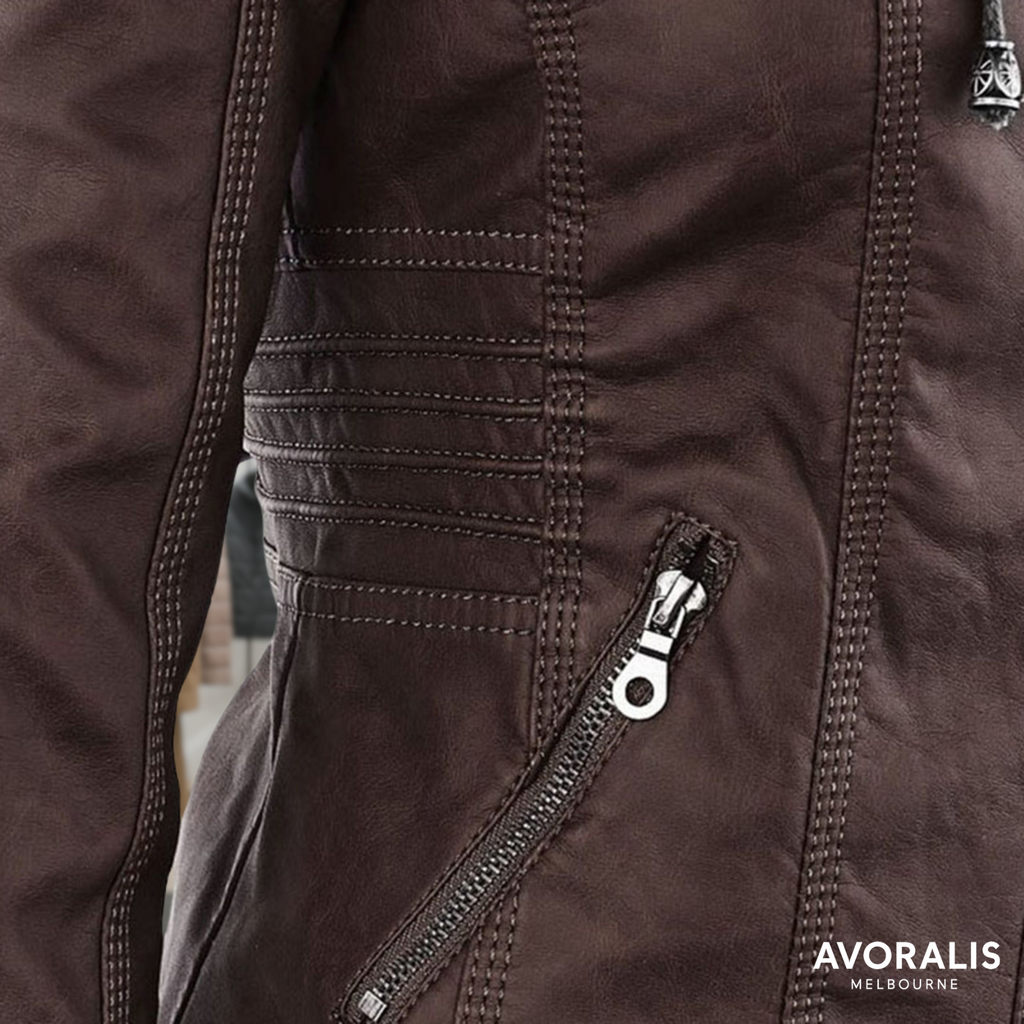Olivia™ | Waterproof Women's Leather Jacket with Hood