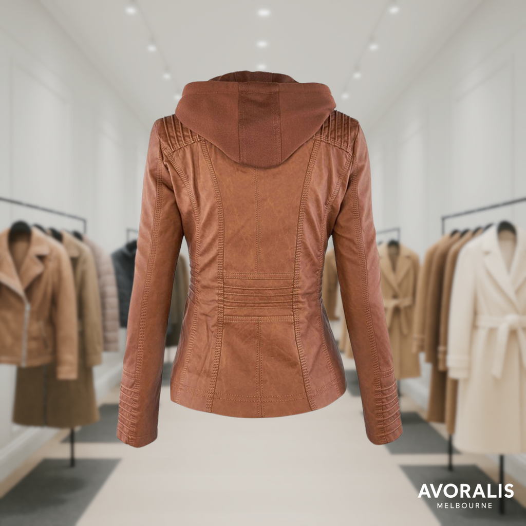Olivia™ | Waterproof Women's Leather Jacket with Hood
