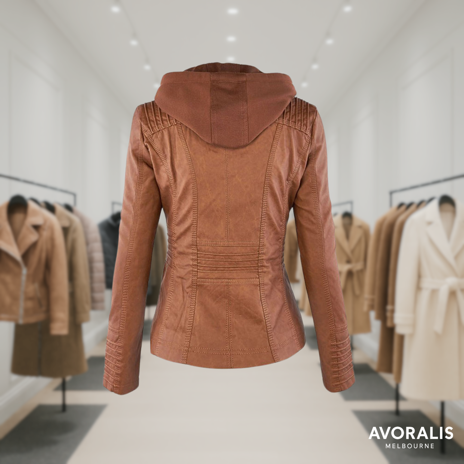 Olivia™ | Waterproof Women's Leather Jacket with Hood