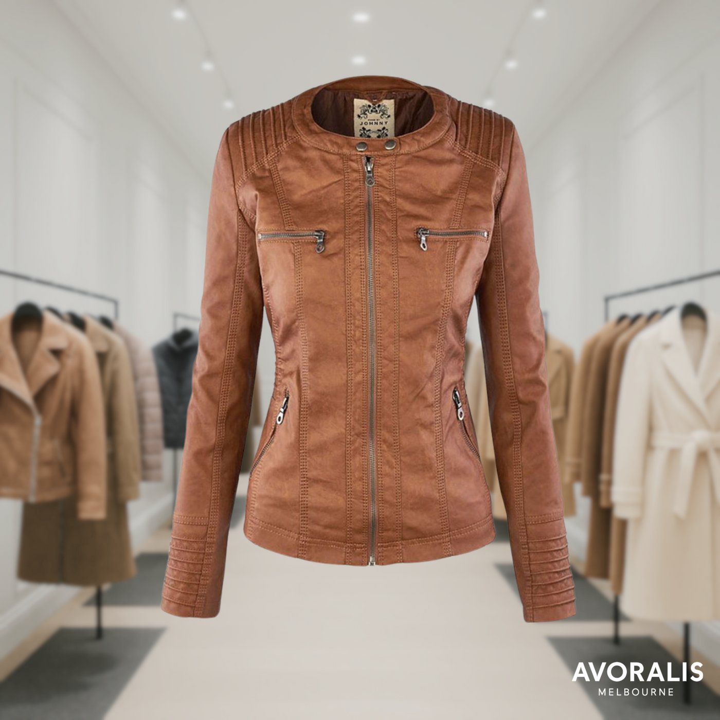Olivia™ | Waterproof Women's Leather Jacket with Hood