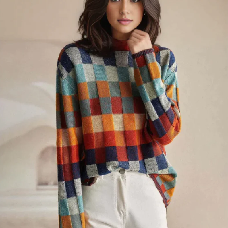 IVANA™ – PATCHWORK TURTLENECK SWEATER BY COUTURE