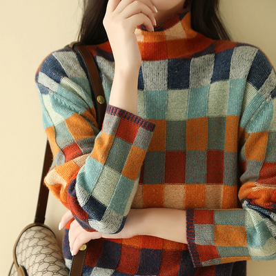 IVANA™ – PATCHWORK TURTLENECK SWEATER BY COUTURE