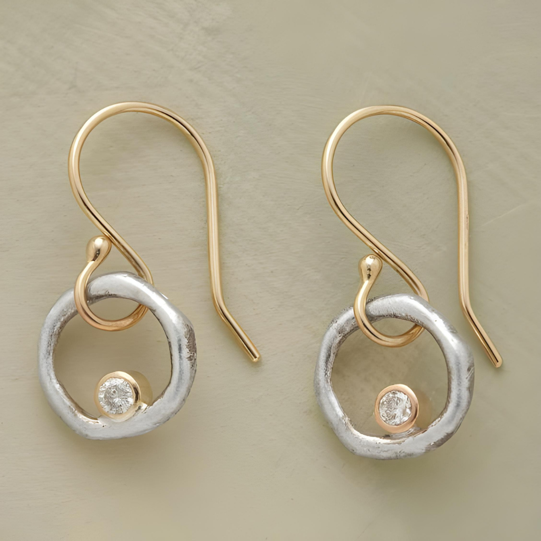Vintage Gold and Silver - Zirconia Earrings